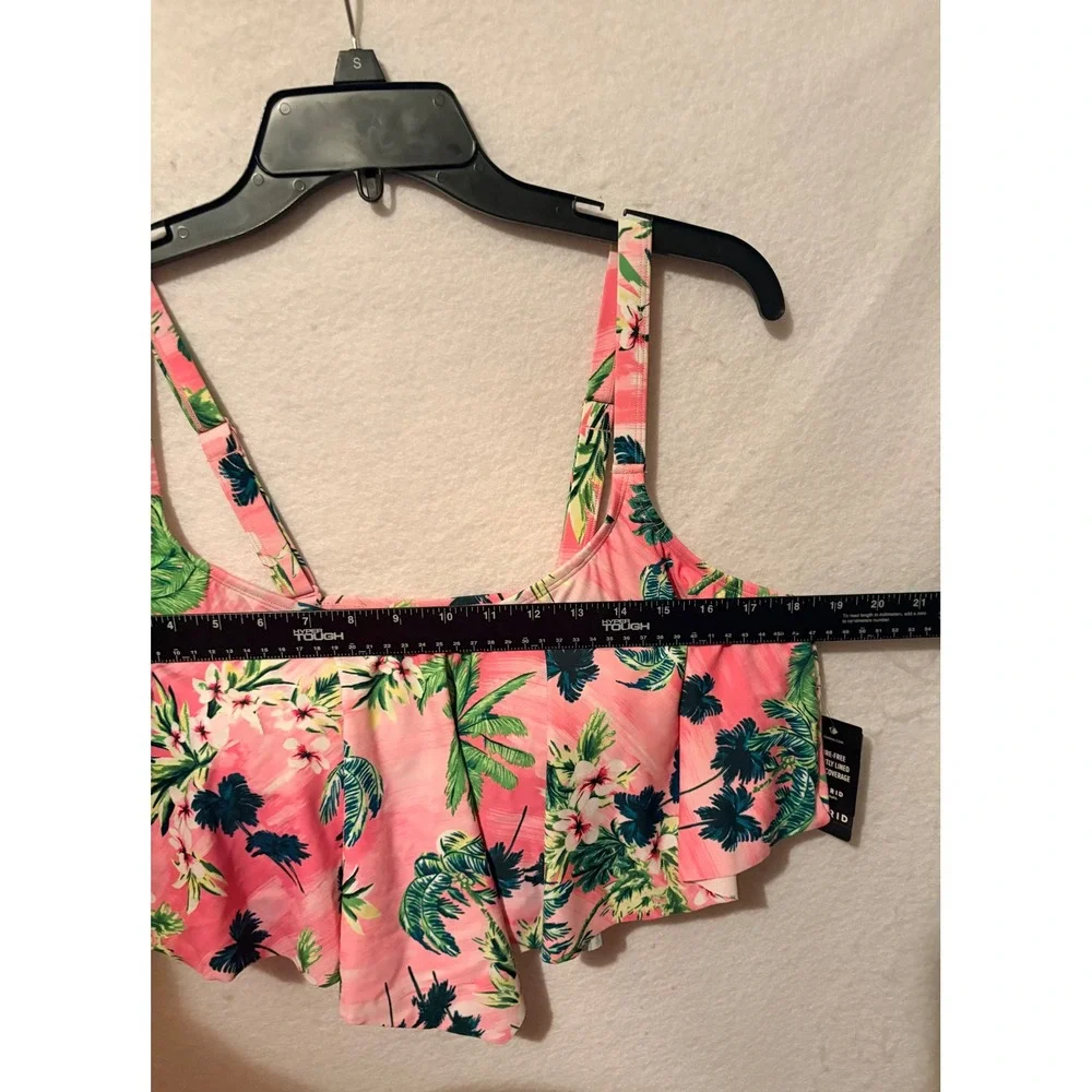 Torrid 2 Tropical Palm Floral Flounce Bikini Top Plus Size 2x 18 20 Wireless NWT